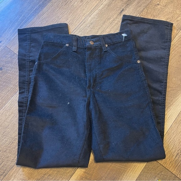 Wranger Vintage 1970s DEADSTOCK Black Straight Leg Corduroy Pants BB - Picture 1 of 3